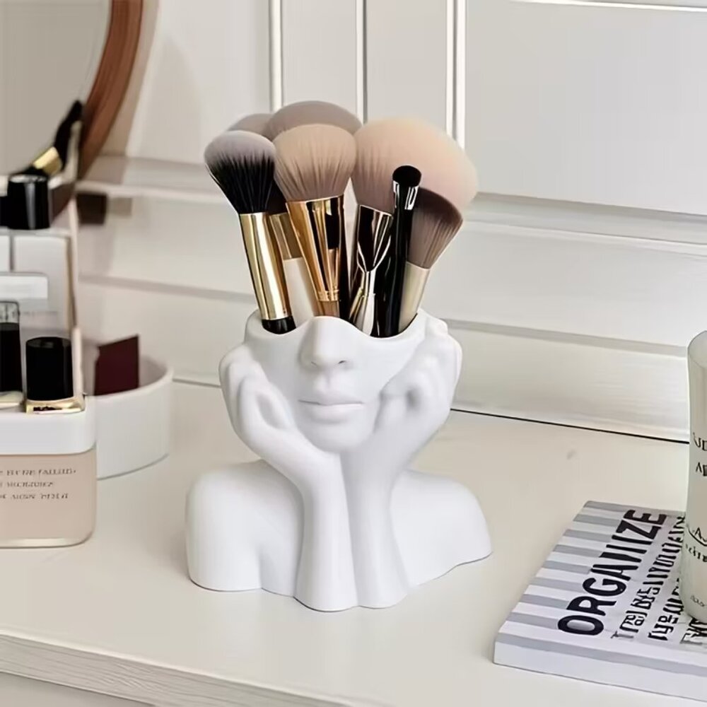 Half Face (White) Open Top Makeup‎ Brush Holder (BRAND-NEW & SO CUTE!) - Picture 2 of 6